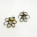 Load image into Gallery viewer, DE030. Diamond Silver Flower Studs
