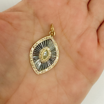 Load image into Gallery viewer, KSG37. 925 Sterling Silver Black Rhodium with Diamonds Eye Shape Charm