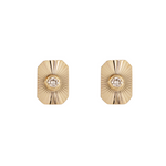 Load image into Gallery viewer, EFZ53580. 14K Solid Gold and Diamond Rectangle Earrings