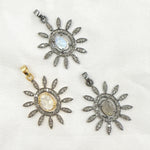 Load image into Gallery viewer, DP193. Diamond & Sterling Silver Flower Pendant with Gemstone