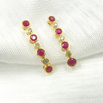 Load image into Gallery viewer, EFD52175RU. 14K Solid Gold Diamond & Ruby Dangle Earrings