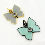 Load image into Gallery viewer, Sterling Silver Butterfly Enamel Pendant with Gemstone