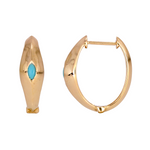 Load image into Gallery viewer, Shop 14K Solid Gold Turquoise Oval Hoops
