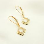 Load image into Gallery viewer, EFC51728. 14K Solid Gold and Diamonds Rhomb Dangle Earrings