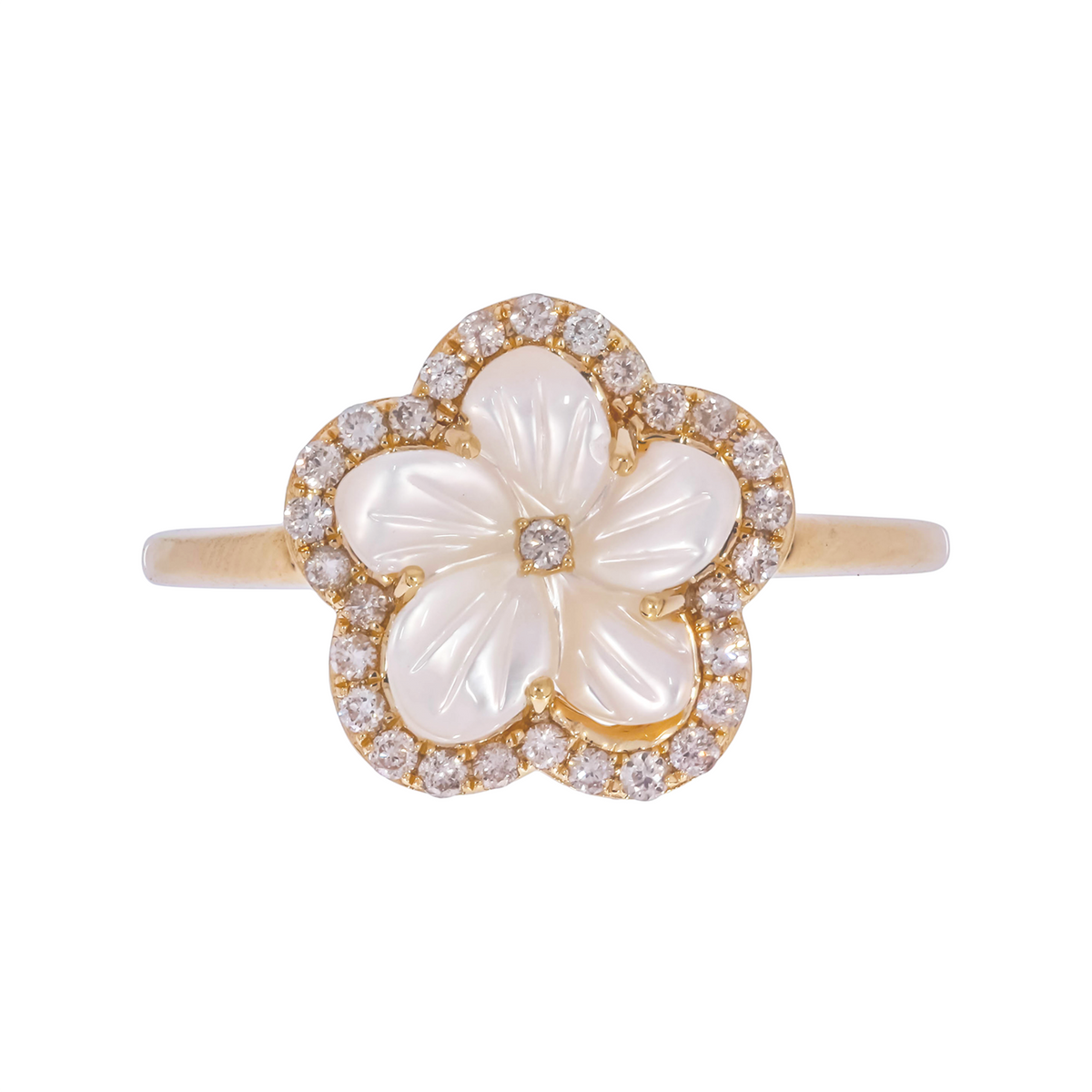 14K Solid Gold Diamond and Gemstone Flower Ring