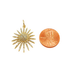 Load image into Gallery viewer, 14K Solid Gold Diamond Sun Charms