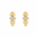Load image into Gallery viewer, EHA57447. 14k Solid White Gold Diamond Fancy Hoop Earrings