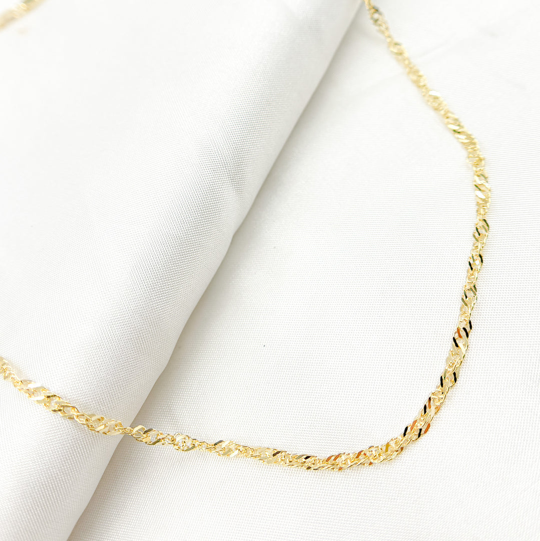 14K Solid Yellow Gold Wheat Necklace