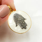 Load image into Gallery viewer, Sterling Silver Round Hamsa Enamel Pendants