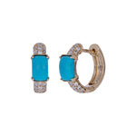 Load image into Gallery viewer, CE97350TQ6X4. 18K Solid Gold Diamond and Turquoise Earrings