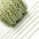 Load image into Gallery viewer, Aqua Color Chalcedony Gold Plated 925 Sterling Silver Wire Chain. PCL9