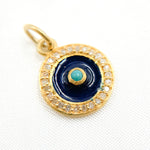 Load image into Gallery viewer, Diamond Sterling Silver Round Enamel Charm with Gemstone