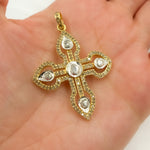 Load image into Gallery viewer, DP451. Diamond Sterling Silver Cross Pendant with Polki Diamond
