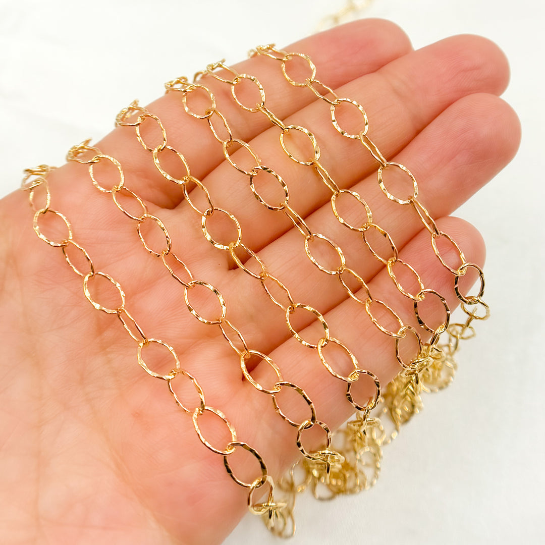 Filled Hammered Oval Link Chain
