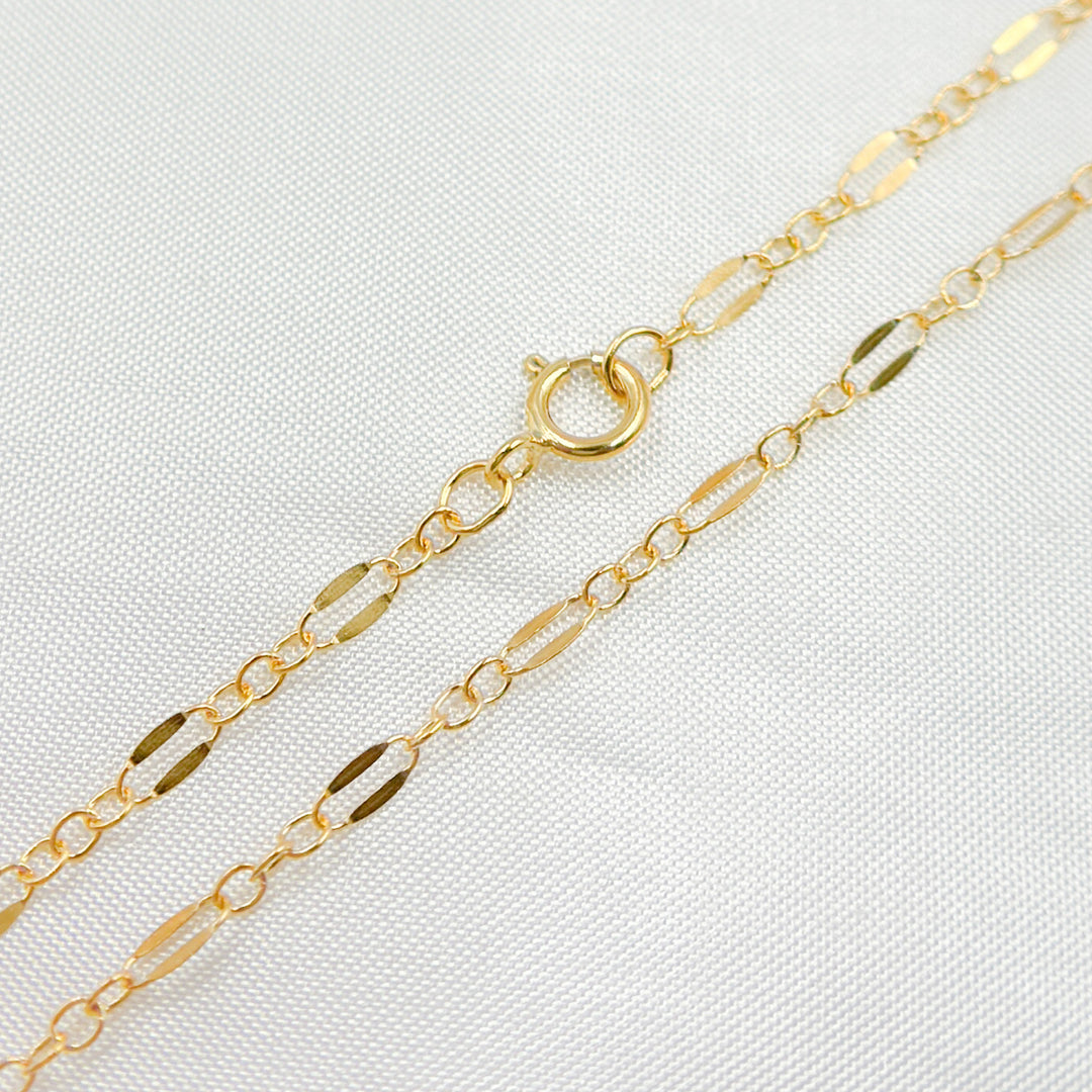 14K Gold-Filled Flat Marina and Cable Links Necklace.