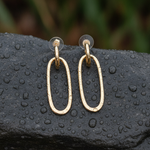 Load image into Gallery viewer, 15850022597. 14k Solid Gold Flat Oval Hollow Dangle Earrings