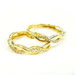 Load image into Gallery viewer, 14K Solid Gold Diamond Braid Ring.