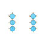 Load image into Gallery viewer, 14K Yellow Gold Turquoise Bar Stud Earring