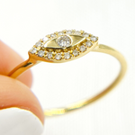 Load image into Gallery viewer, 14K Solid Gold Diamond Evil Eye Ring.