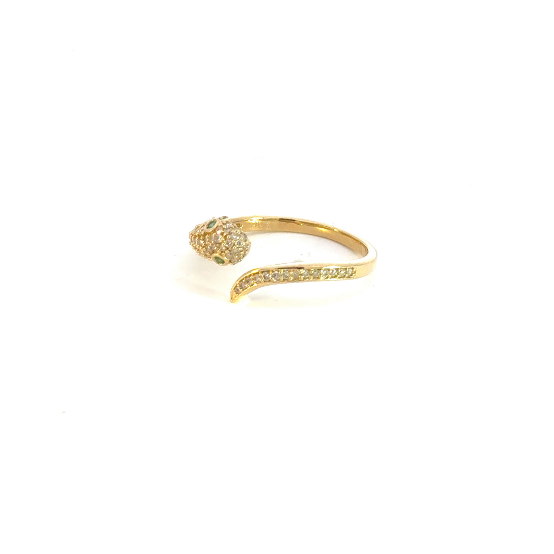 14k Solid Gold Diamond and Emerald Snake Ring. RFF17700EM