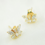 Load image into Gallery viewer, EFH51902. 14k Solid Yellow Gold Diamond Butterfly Studs