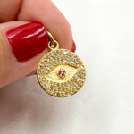 Load image into Gallery viewer, DC330. Diamond Sterling Silver Round Eye Charm with Gemstone