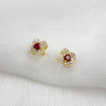 Load image into Gallery viewer, 14K Gold Diamond and Gemstone Flower Studs