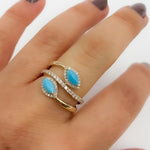 Load image into Gallery viewer, CR97179TQ7X3.5. 14K Solid Gold Diamond and Turquoise Ring
