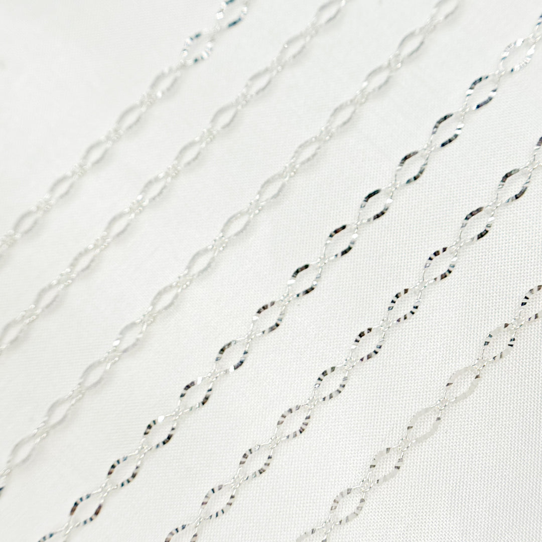 Sterling Silver Diamond Cut Oval Cable Link Chains