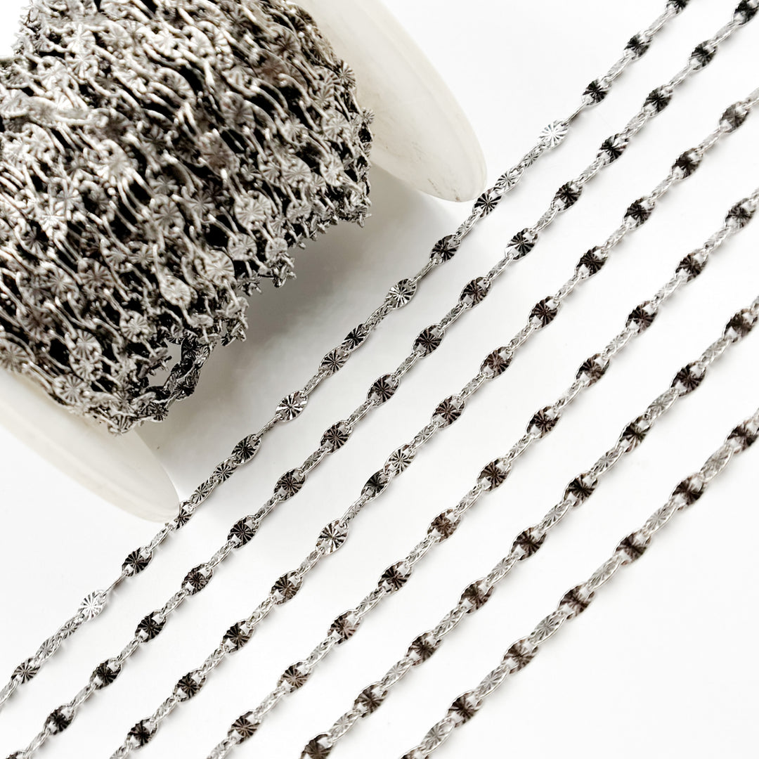 Sterling Silver Diamond Cut Marina Link Chain