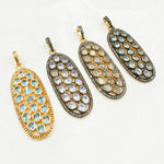 Load image into Gallery viewer, DSP054. Diamond Silver Long Oval Gemstone Pendant