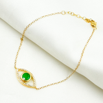 Load image into Gallery viewer, BFC60578EM. 14k Solid Gold Diamond and Gemstone Eye Bracelet
