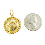 Load image into Gallery viewer, 14K Solid Gold with Diamonds Circle Charm. KG23