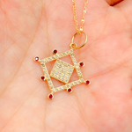 Load image into Gallery viewer, GDP543. 14K Solid Gold Fancy Square Charm with Diamond and Gemstones