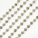 Load image into Gallery viewer, Grey Moonstone Gold Plated 925 Sterling Silver Wire Chain. GMS3
