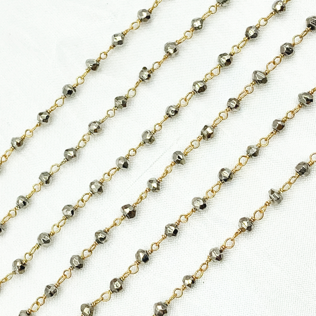 Steel Pyrite Gold Plated 925 Sterling Silver Wire Chain. SPY12