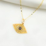 Load image into Gallery viewer, 14K Gold Evil Eye Shape Charm with Diamonds and Gemstones. GDP55