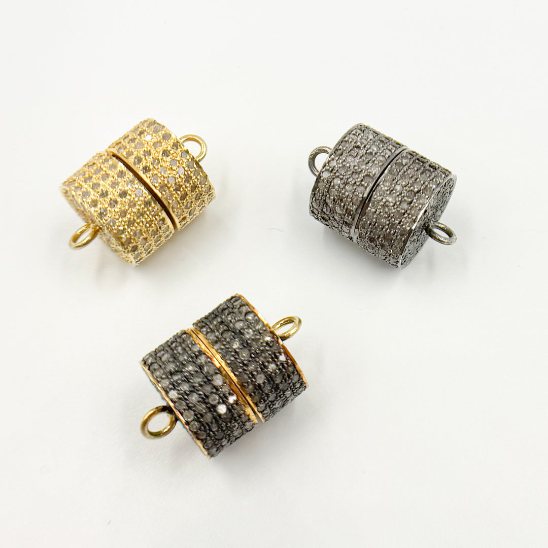 Diamond Sterling Silver Magnetic Barrel Clasp