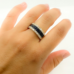 Load image into Gallery viewer, 14k Solid Gold Blue Sapphire and Diamond Eternity Band Ring.