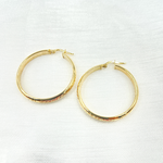 Load image into Gallery viewer, GER160. 14K Solid Gold Hollow Diamond Cut Hollow Hoop Earrings