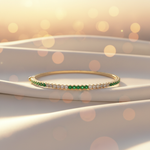 Load image into Gallery viewer, BNH68545. 14K Solid Yellow Gold Diamond and Gemstone Bangle
