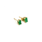 Load image into Gallery viewer, ESI59090EM. 14k Solid Yellow Gold Emerald Studs