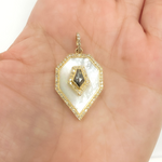 Load image into Gallery viewer, Buy 14K Solid Gold Diamonds and Mother Pearl Stone Charm