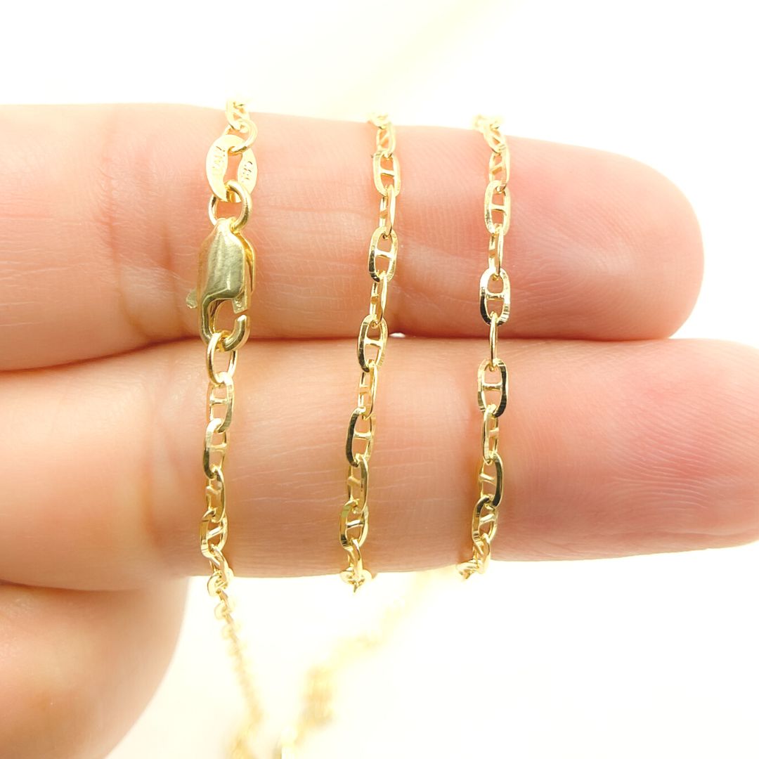 Solid Gold Diamond Cut Marina Link Chain
