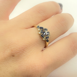 Load image into Gallery viewer, 14K Solid Yellow Gold Cluster Diamond and Blue Sapphire Ring.