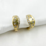 Load image into Gallery viewer, HP401867. 14K Solid Yellow Matte Gold Diamond Hoop Earring