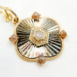 Load image into Gallery viewer, 14k Solid Gold and Sterling Silver Black Rhodium Diamond Clover Charm. KSG64