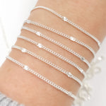 Load image into Gallery viewer, Sterling Silver Curb and Diamond Cut Link Chain