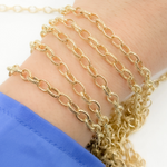 Load image into Gallery viewer, Gold Plated Sterling Silver Gold Plated Textured Oval Link Chain