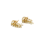 Load image into Gallery viewer, ER414984Y. 14k Solid Gold Diamond Leaf Stud Earrings
